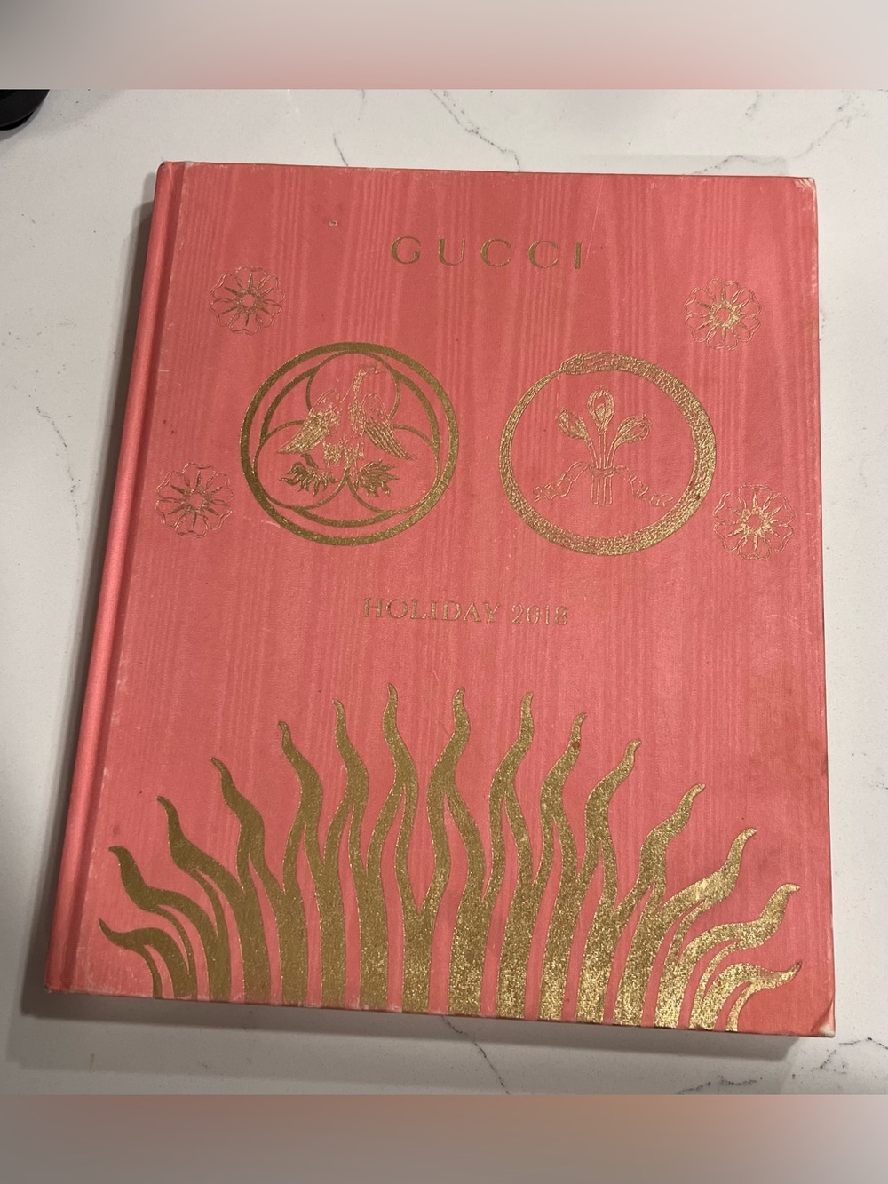 GUCCI Holiday 2018 Lookbook Pink Gold Silk Hardcover Coffee Table Fashion Book